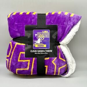 College LSU Tigers NCAA Royal Plush Cloud Sherpa Throw Blanket 60" X 70"